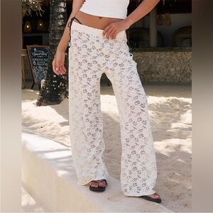 Joe Fresh Elegant Cream Floral Lace Cutout Beach Coverup Pants